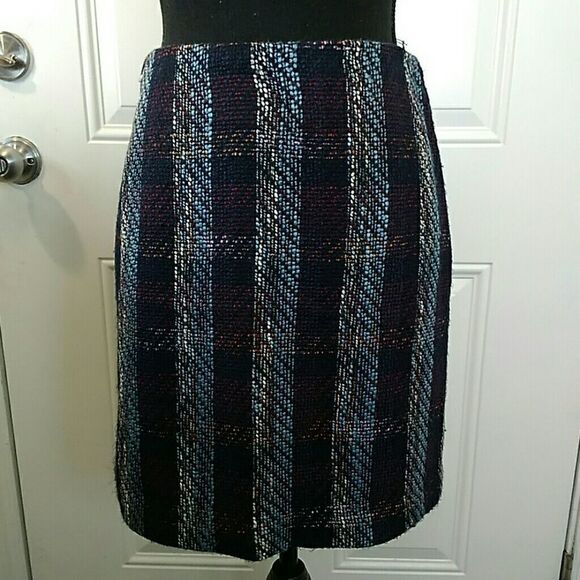 Loft plaid wool blend fully lined skirt - Picture 1 of 6